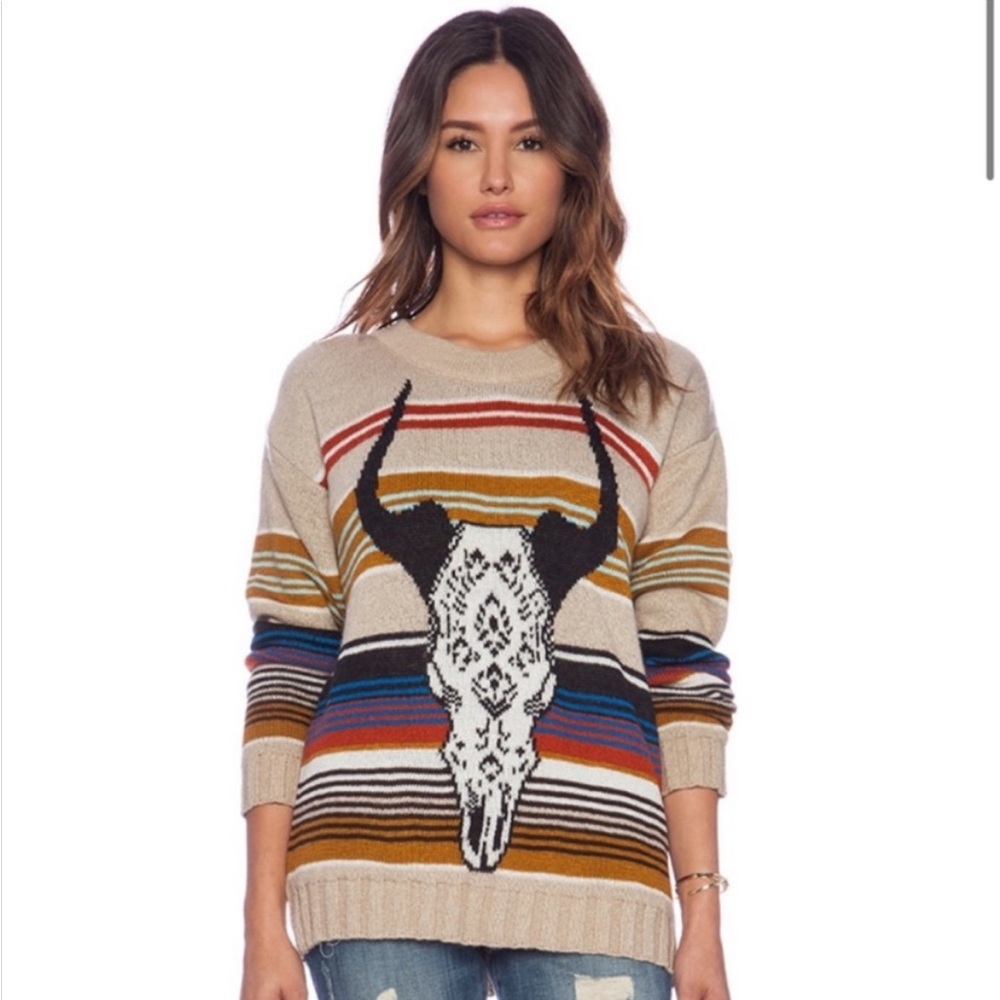 JEN’S PIRATE BOOTY DESERT QUEEN REVERSIBLE BULL SKULL SWEATER S